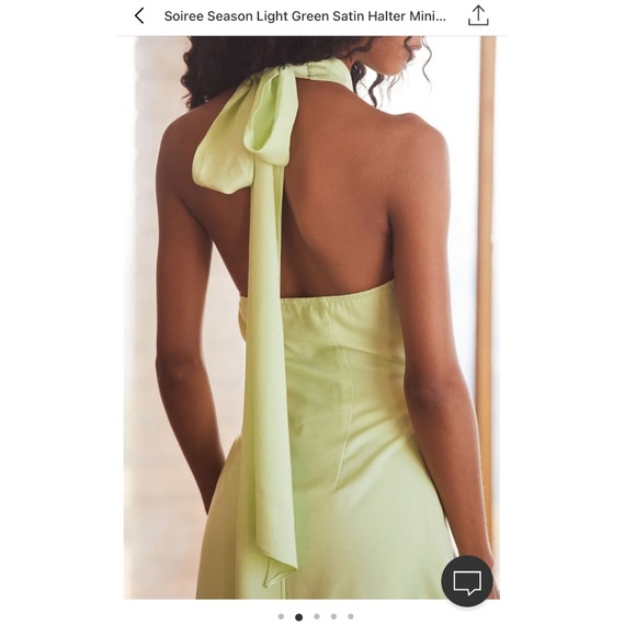 Green Satin Halter Dress NWT SOLD OUT - Picture 2 of 6